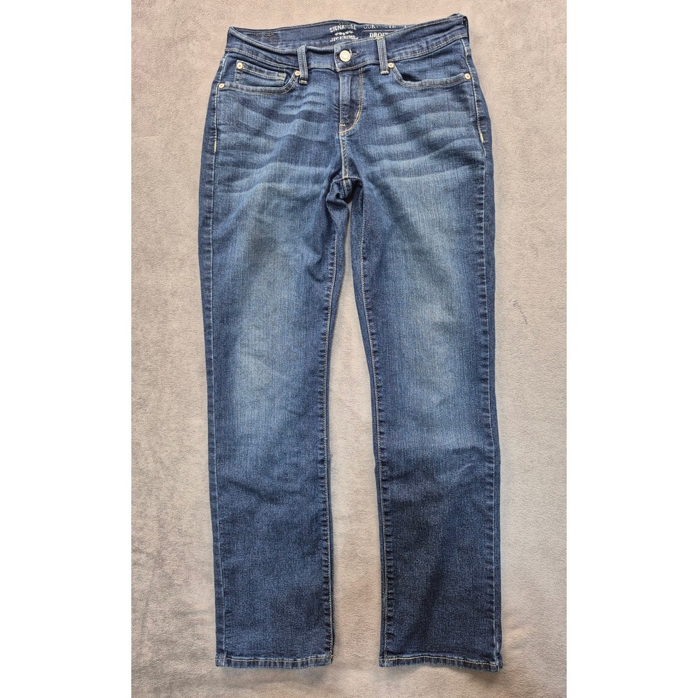 Signature Levi Strauss Womens 8M W29 L32 Curvy Straight Jeans Medium Wash